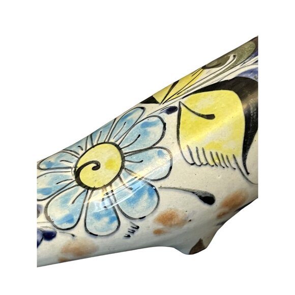 Vintage Tonala Pottery Pair Peacocks Handmade Signed Mexican Folk Art - Picture 16 of 16